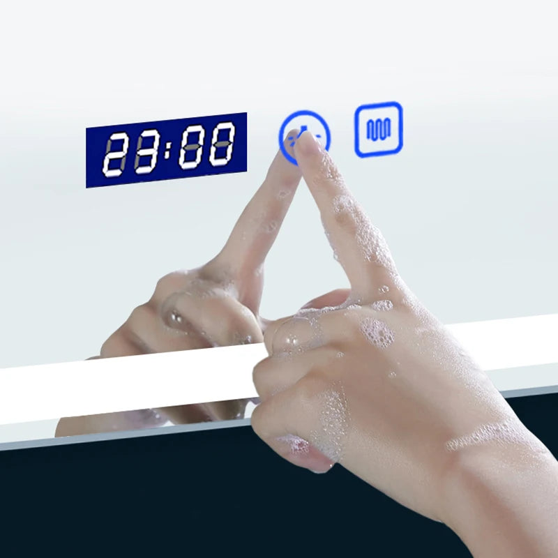 miroir intelligent multifonction avec haut-parleur bluetooth et éclairage réglable - vue 7 sur 13