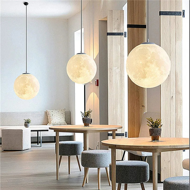 Suspension lune LED lumière ambiance décoration maison - vue 4 sur 8