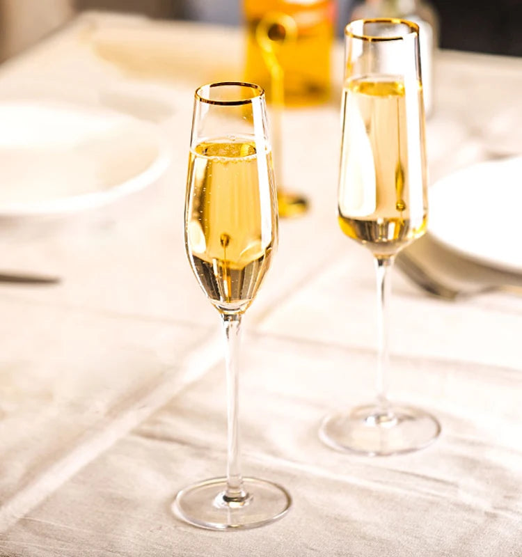 Flutes champagne design elegant verre souffle main cocktail - vue 4 sur 7