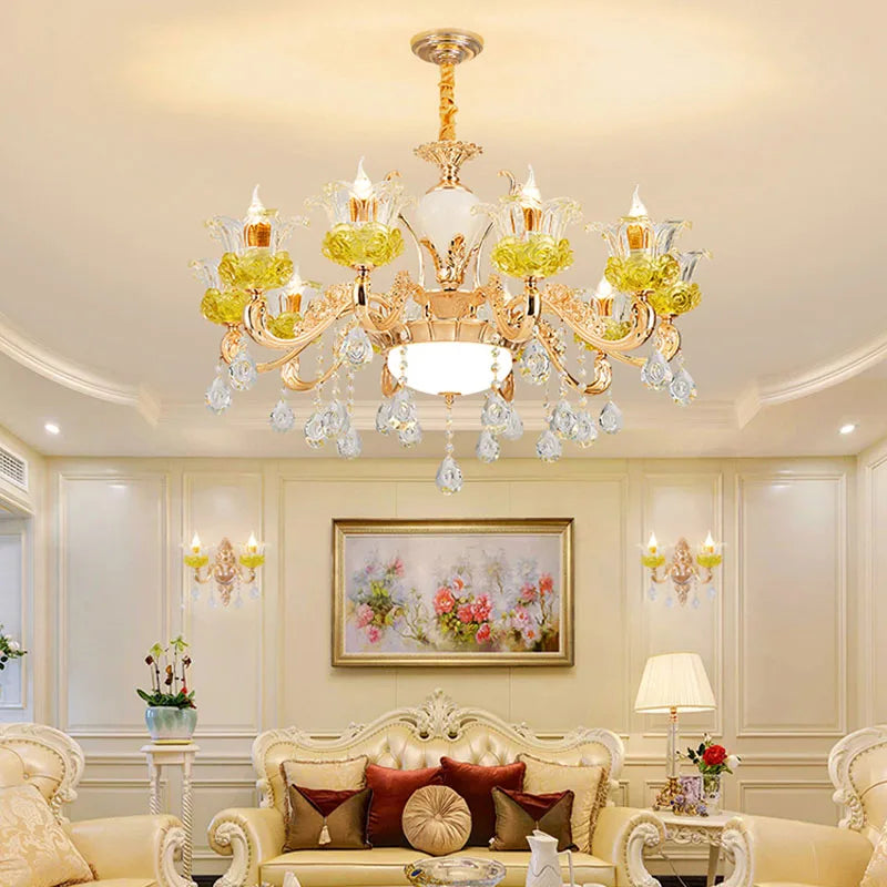 Lustre en cristal européen éclairage de luxe pour décoration intérieur