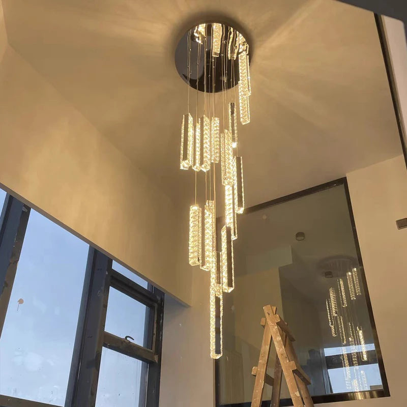 lustre en cristal led doré pour éclairage intérieur élégant et raffiné - vue 6 sur 16