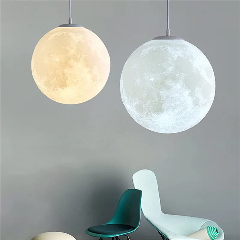 Suspension lune LED lumière ambiance décoration maison - vue 5 sur 8