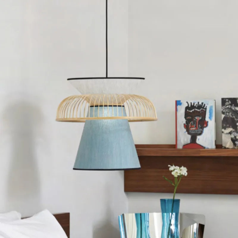 suspension en tissu japonais en bambou design moderne et minimaliste - vue 4 sur 12