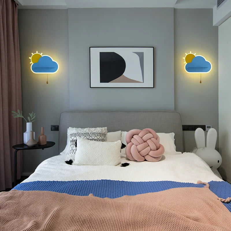 applique murale led enfants métal tirette rose-bleu-blanc - vue 7 sur 12