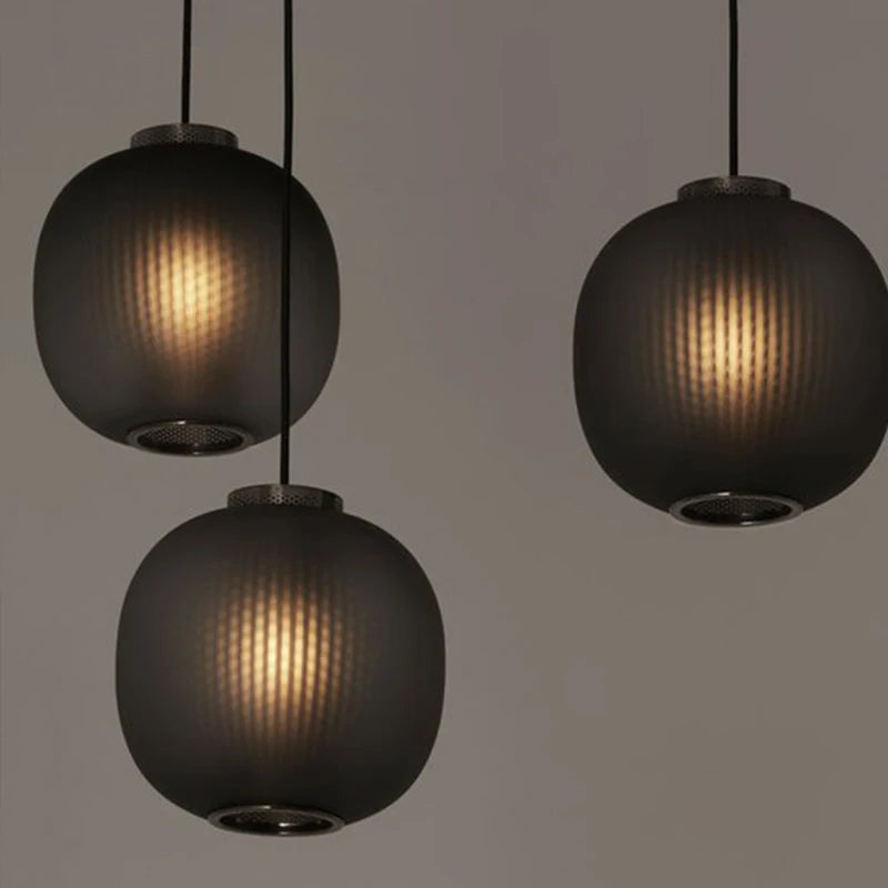 suspension rétro en verre fumé éclairage design industriel intérieur - vue 7 sur 8