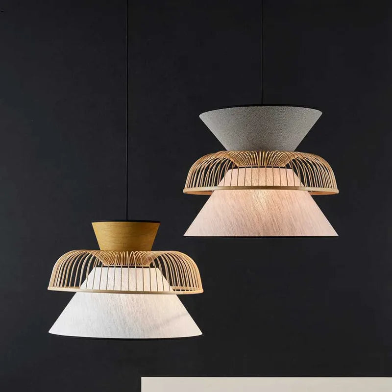 suspension en tissu japonais en bambou design moderne et minimaliste - vue 5 sur 12