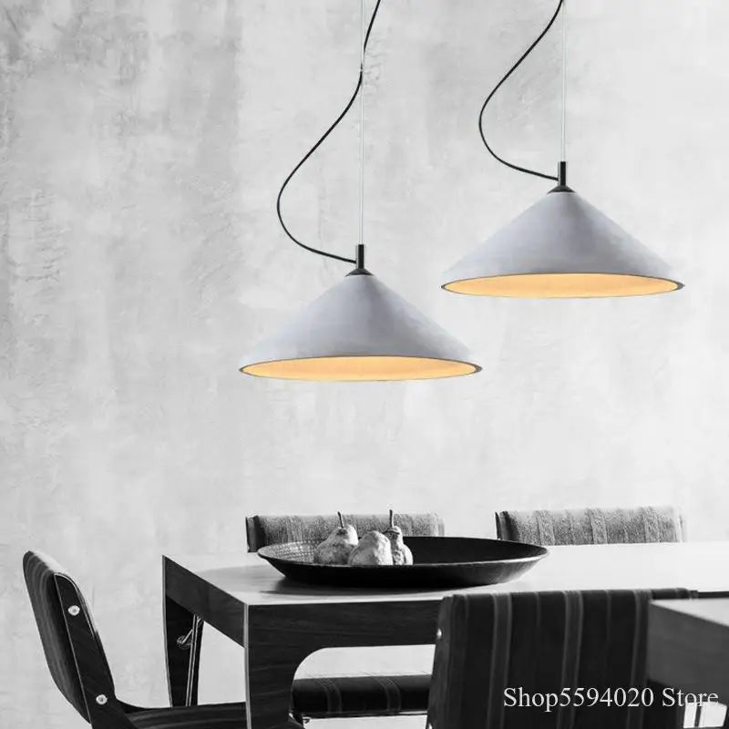 lustre rétro loft design en béton pour restaurant et salon led - vue 2 sur 6