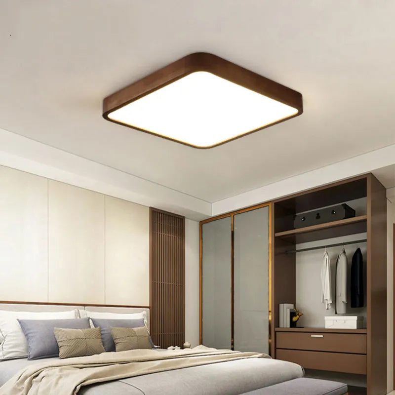 Plafonnier en bois abat-jour éclairage intérieur - vue 6 sur 16