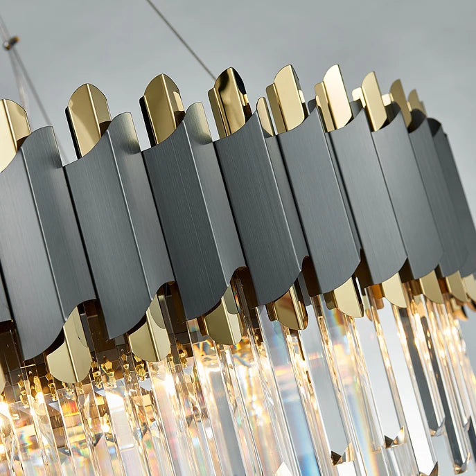 lustre art déco en acier inoxydable et cristal élégant et moderne - vue 11 sur 15