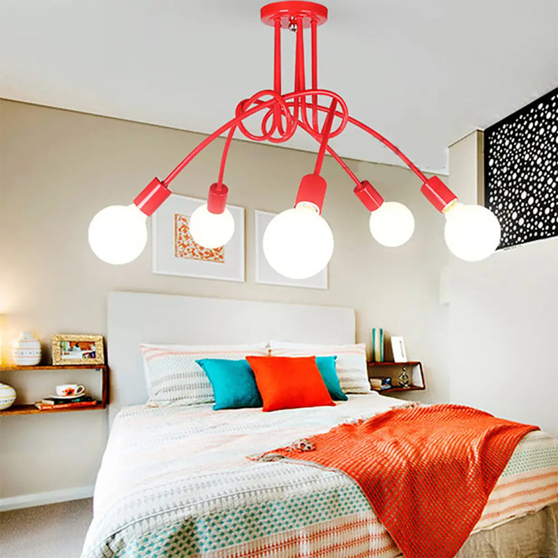 lustre vintage en fer avec 3/5 prises éclairage nordique moderne