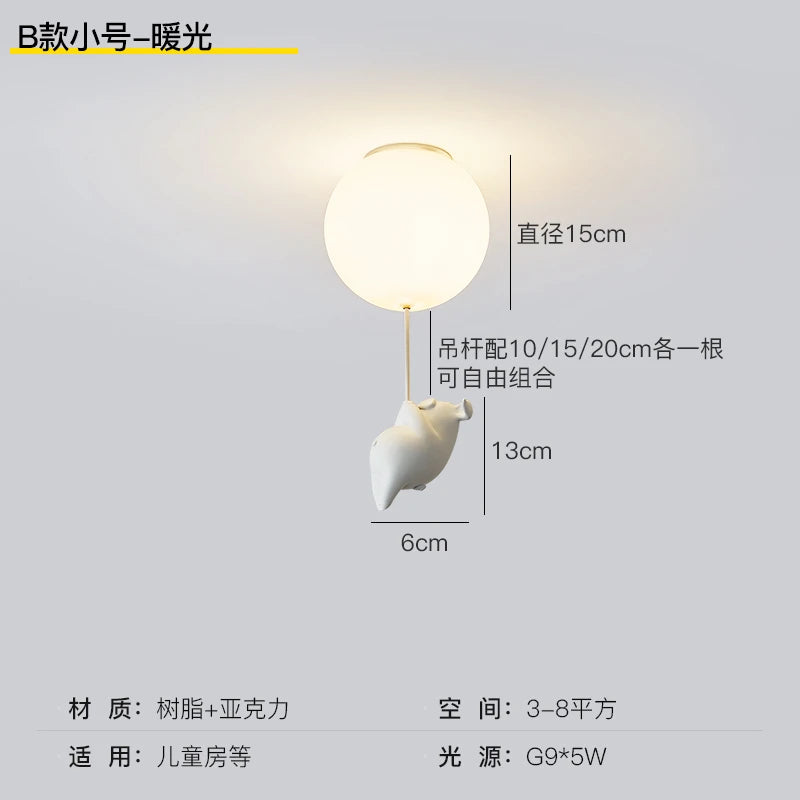 plafonnier led cochon volant pour décoration enfants - vue 13 sur 16