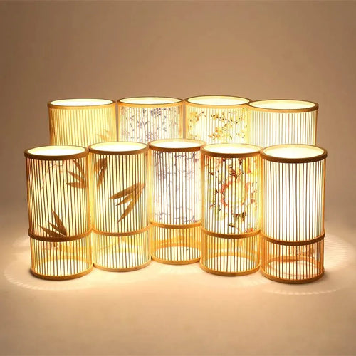 lampadaire japonais moderne en bois de bambou fait main