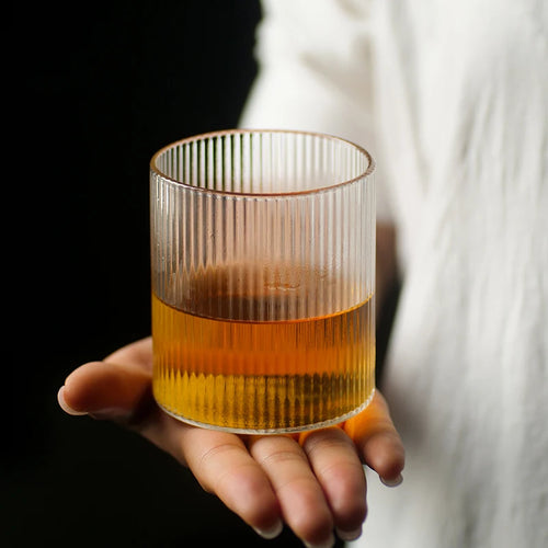 Ensemble 4 verres ondulés style relief verre transparent