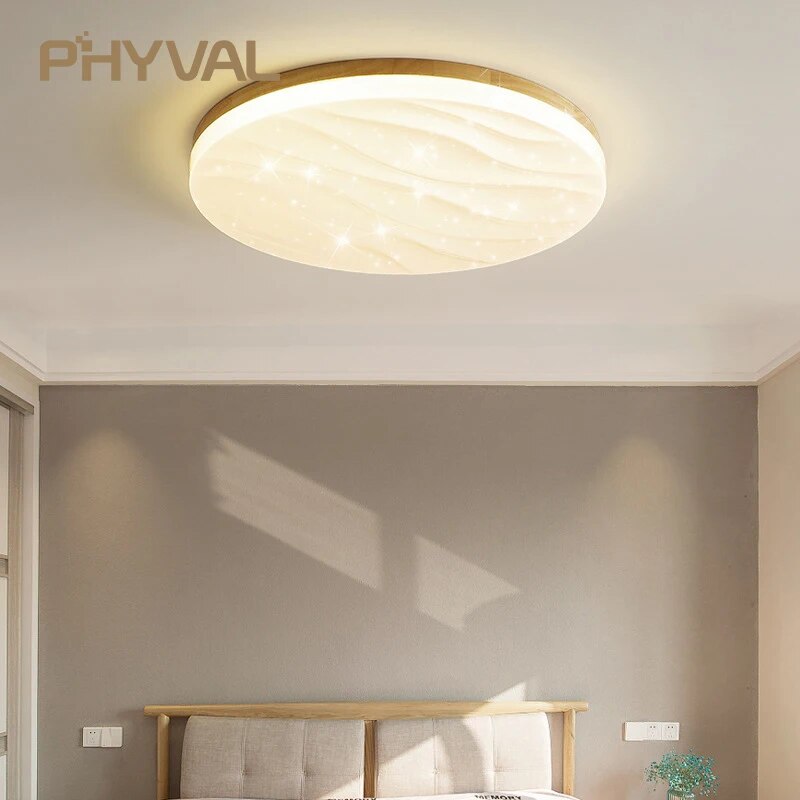 plafonnier bois japonais nordique led ambiance - vue 5 sur 10