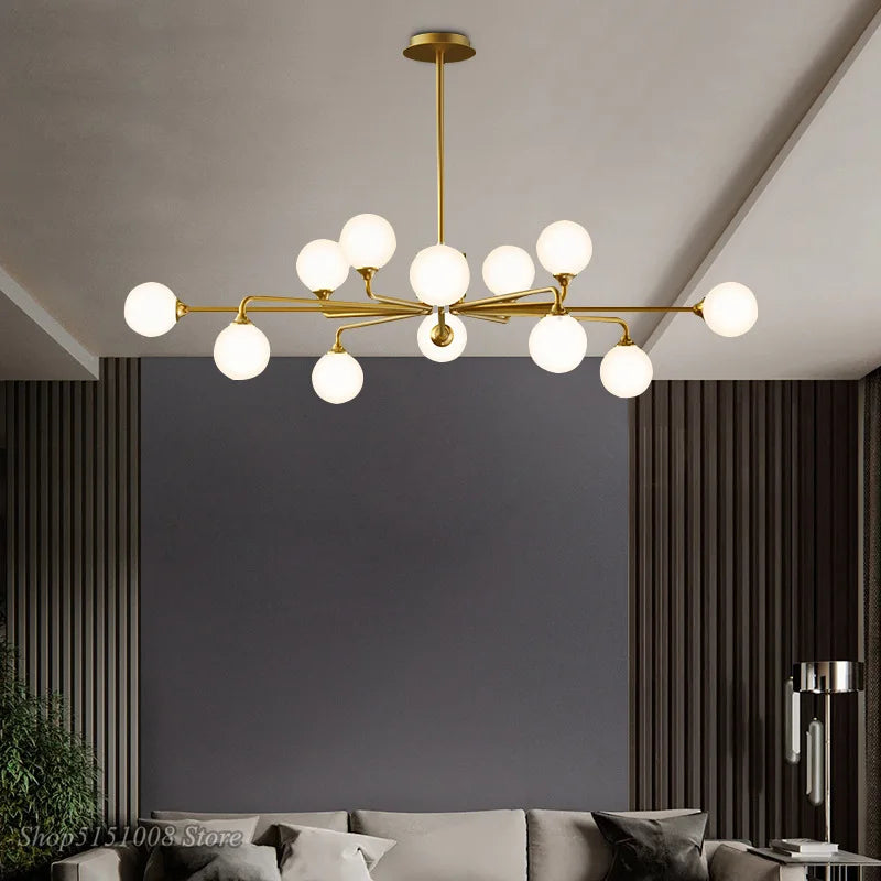 lustre verre led nordique salon lampe intérieur suspension branche