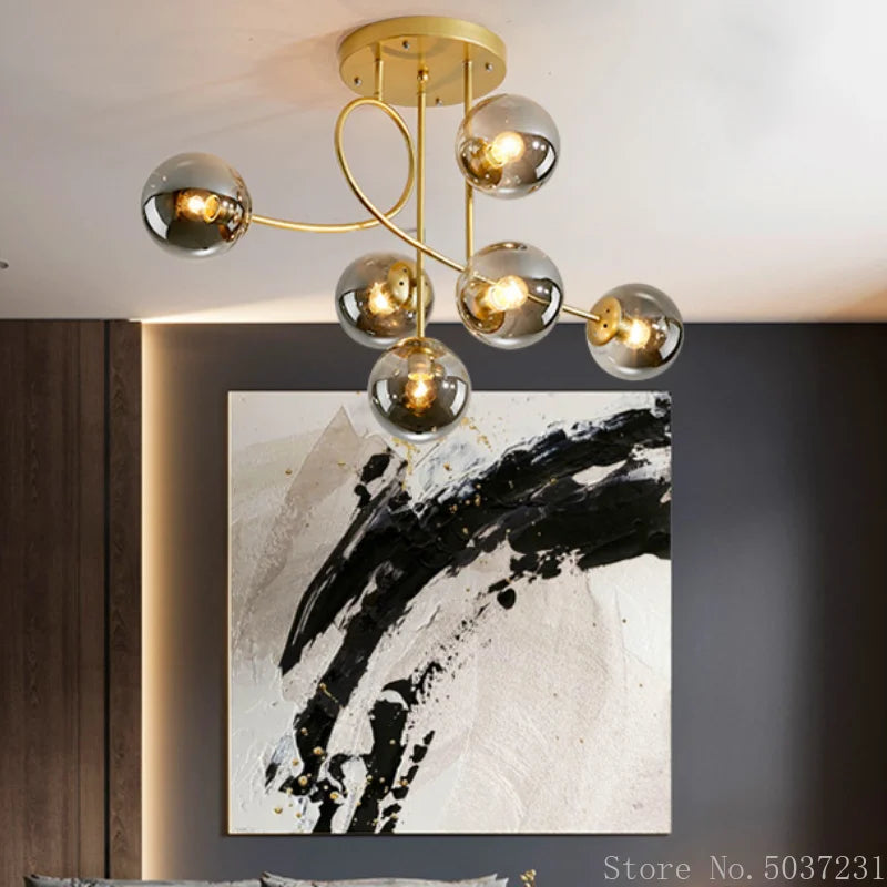 plafonnier boule en verre design nordique élégant pour intérieur moderne - vue 3 sur 11