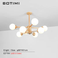 lustre en bois led verre para sala jantar hall lampe