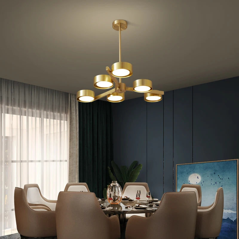 lustre nordique en cuivre design créatif pour éclairage moderne - vue 5 sur 9
