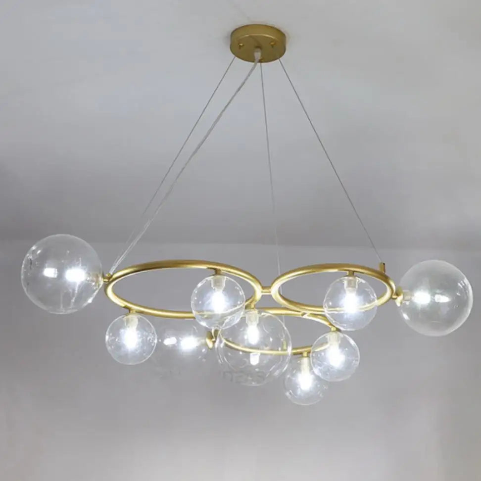 lustre moderne en verre transparent avec cordon métallique réglable - vue 6 sur 10