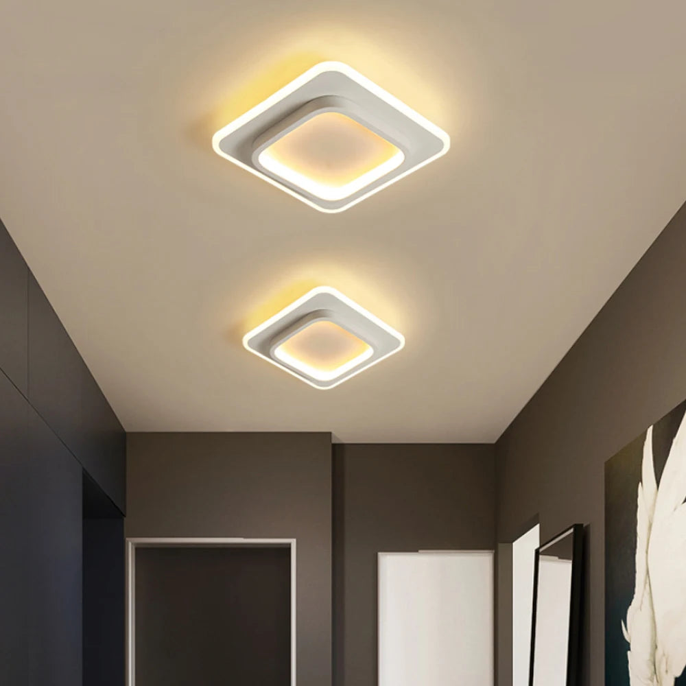 lustre led allée plafonnier noir blanc - vue 4 sur 12