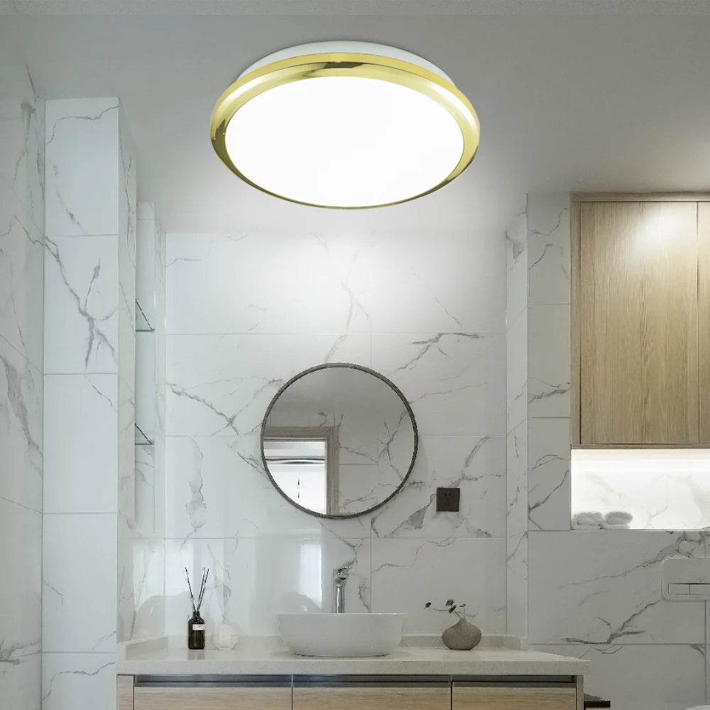 Zerouno plafond moderne à LEDs lumière étanche salle de bains lampe ronde salle de bain toilette 30W capteur de mouvement intérieur de la maison noir brillant - vue 11 sur 10