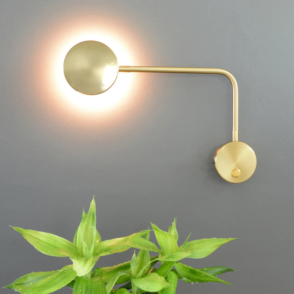 Applique murale led moderne minimaliste interrupteur angle réglable doré