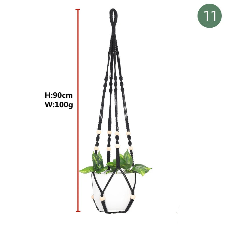 paniers suspendus en macramé pour plantes et décoration