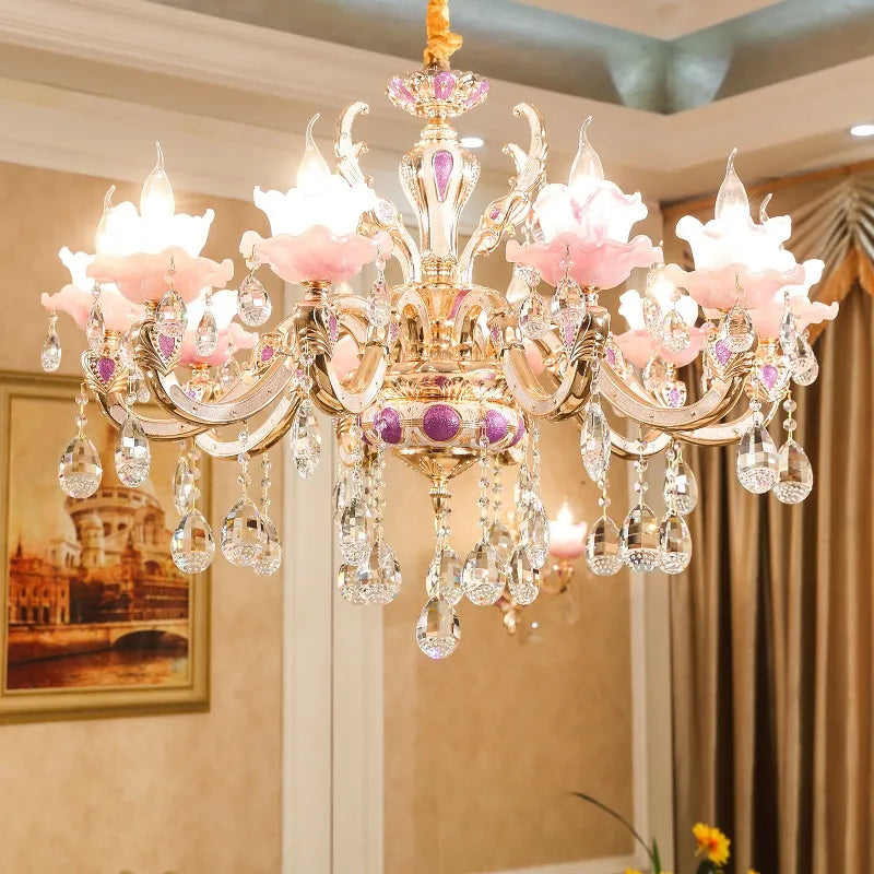 Lustre en cristal en alliage de zinc moderne salon décoration lustre éclairage restaurant européen chambre bougie lampes en cristal