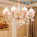 Lustre en cristal en alliage de zinc moderne salon décoration lustre éclairage restaurant européen chambre bougie lampes en cristal