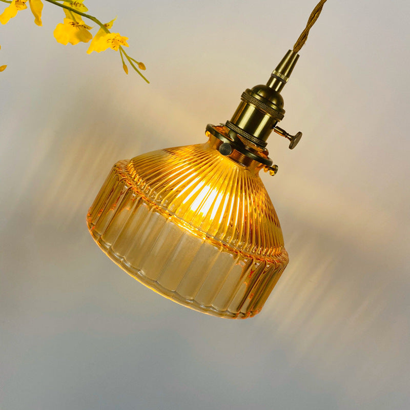 Suspension avec abat-jour en verre rétro Casbelle