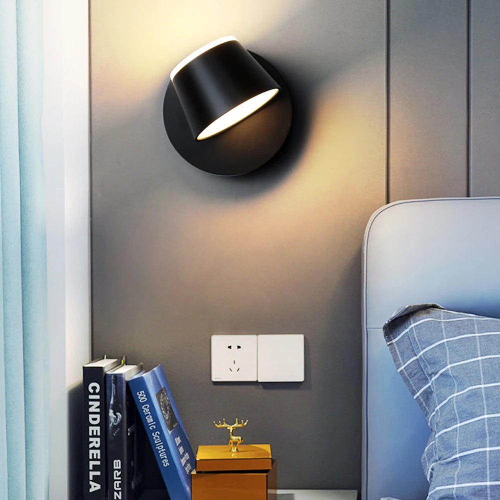 Nordique moderne intérieur applique murale LED lumière 360 ° réglable applique murale allée applique maison salon hôtel chambre éclairage décor - vue 4 sur 8