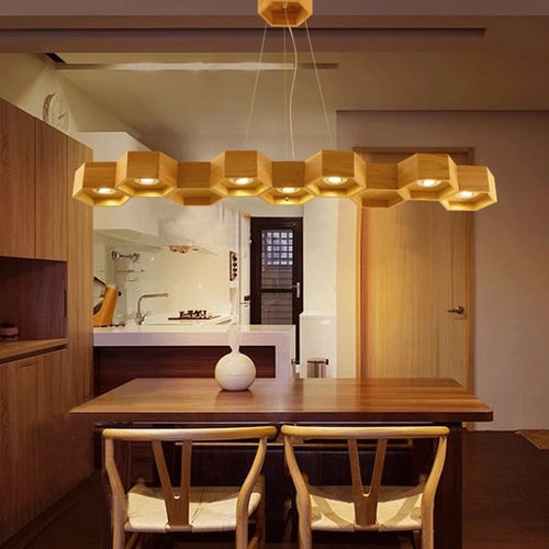 Plafonnier Led en forme de ruche en bois massif