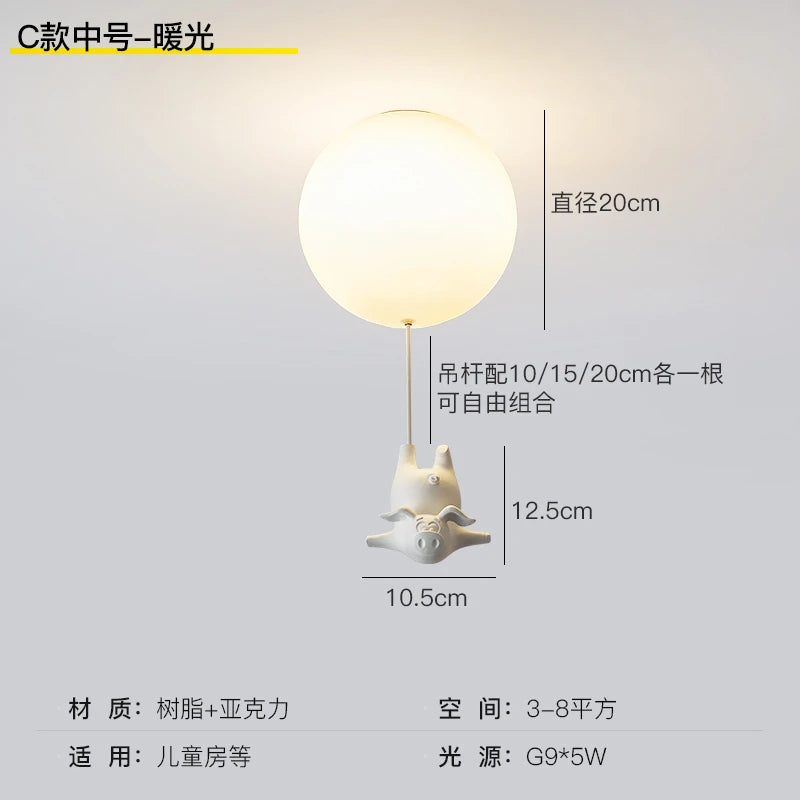 plafonnier led cochon volant pour décoration enfants - vue 16 sur 16