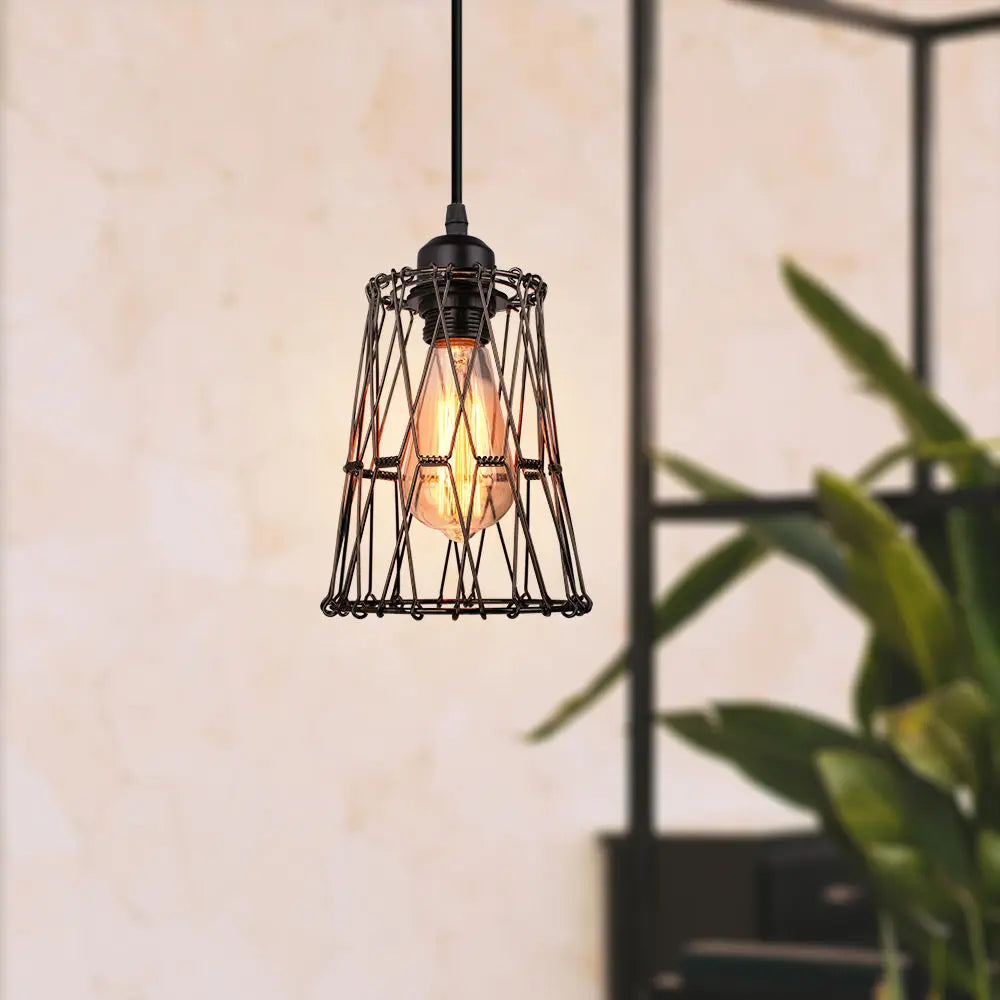 lampe suspendue industrielle rétro cage luminaire led réglable - vue 6 sur 7