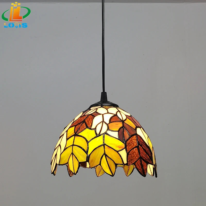 lustre en verre style tiffany pour restaurants et cafés rétro - vue 3 sur 6