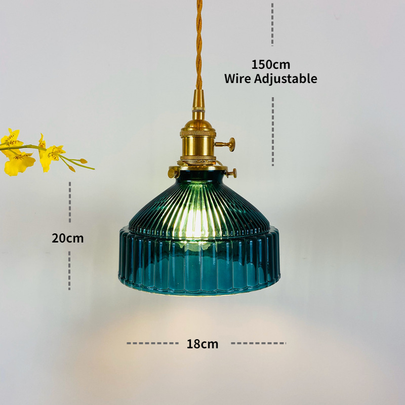 Suspension avec abat-jour en verre rétro Casbelle - vue 12 sur 13