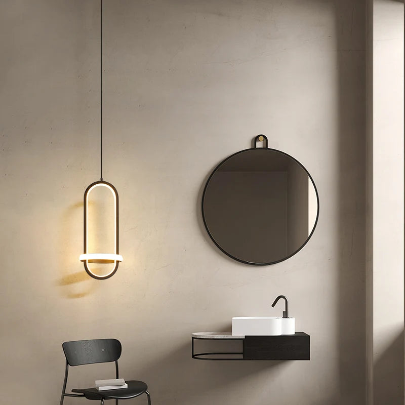 suspension moderne led anneau suspension lumière de chevet décoration maison art - vue 6 sur 8