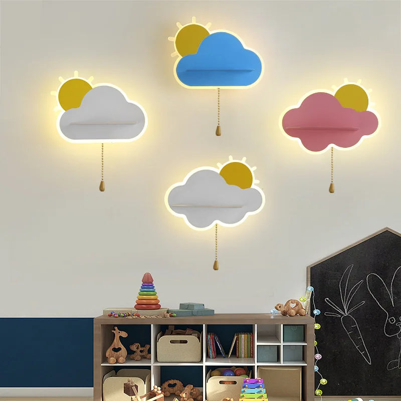 applique murale led enfants métal tirette rose-bleu-blanc - vue 4 sur 12