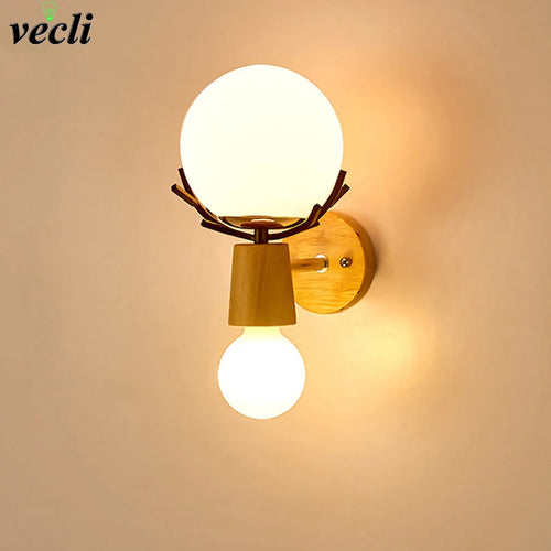 applique murale led en bois style industriel pour hôtel