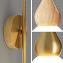 JMZM 	 Style chinois gourde rondin applique chêne naturel Texture abat-jour chambre cuivre salon TV fond applique