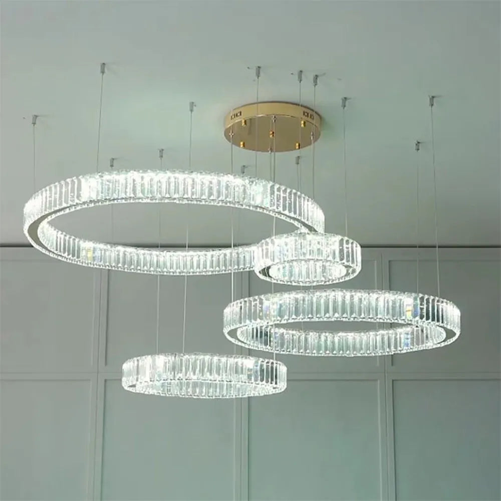 lustre led moderne de luxe en cristal et acier pour maison restaurant - vue 6 sur 6
