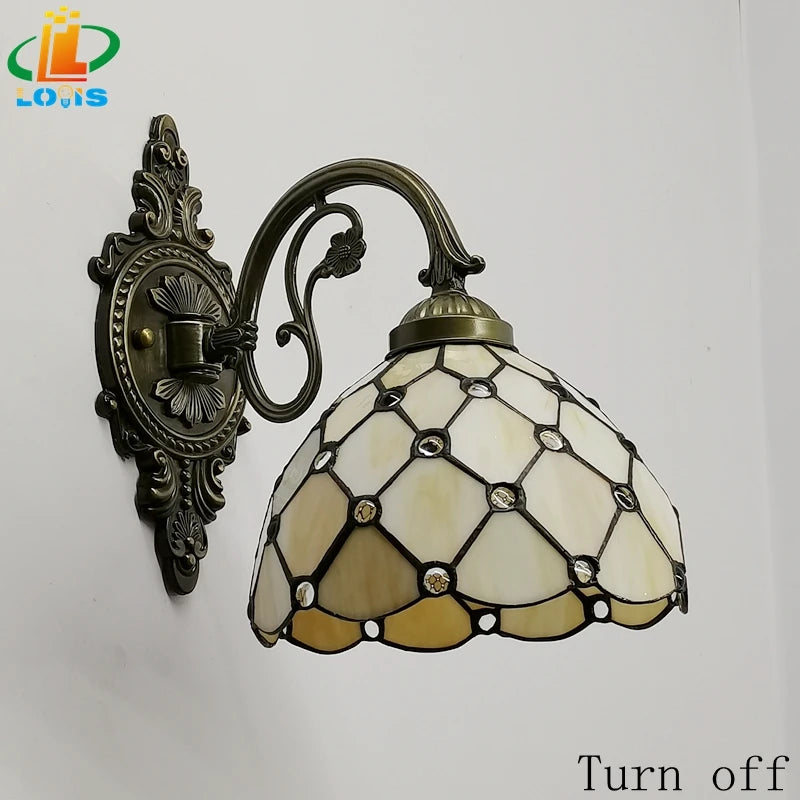 applique murale classique en perles de verre style tiffany - vue 6 sur 6