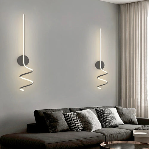applique murale scandinave simple en spirale en aluminium et métal led