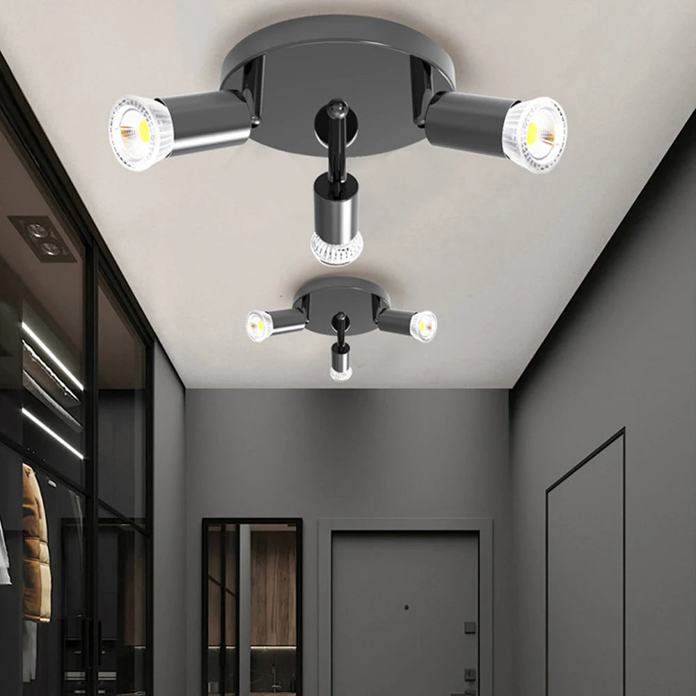 plafonnier led rotatif réglable noir/blanc/argent - vue 6 sur 9