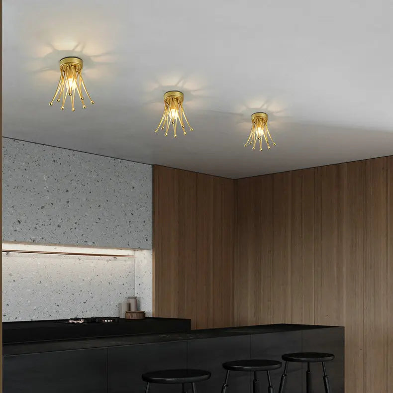 plafonnier montage surface luxe doré