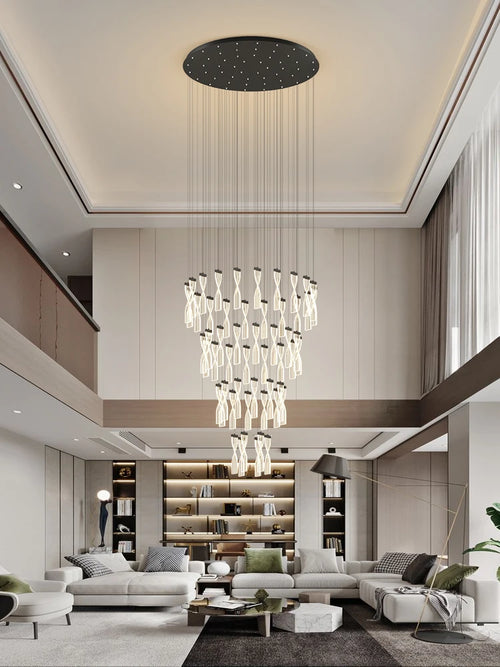 lampe longue moderne design spirale pour intérieur hôtel et hall