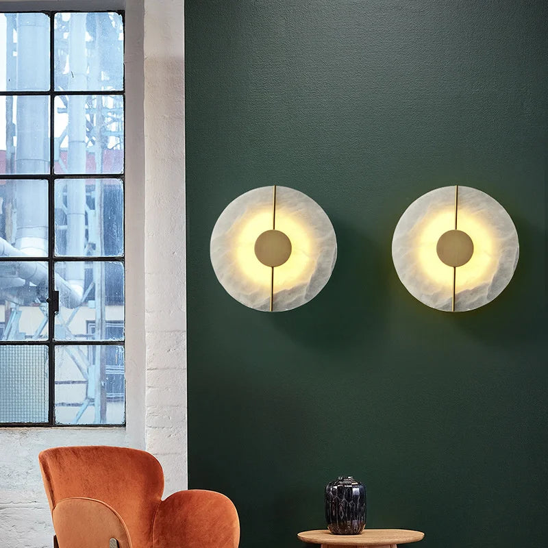 applique murale en marbre et cuivre led de luxe - vue 5 sur 7