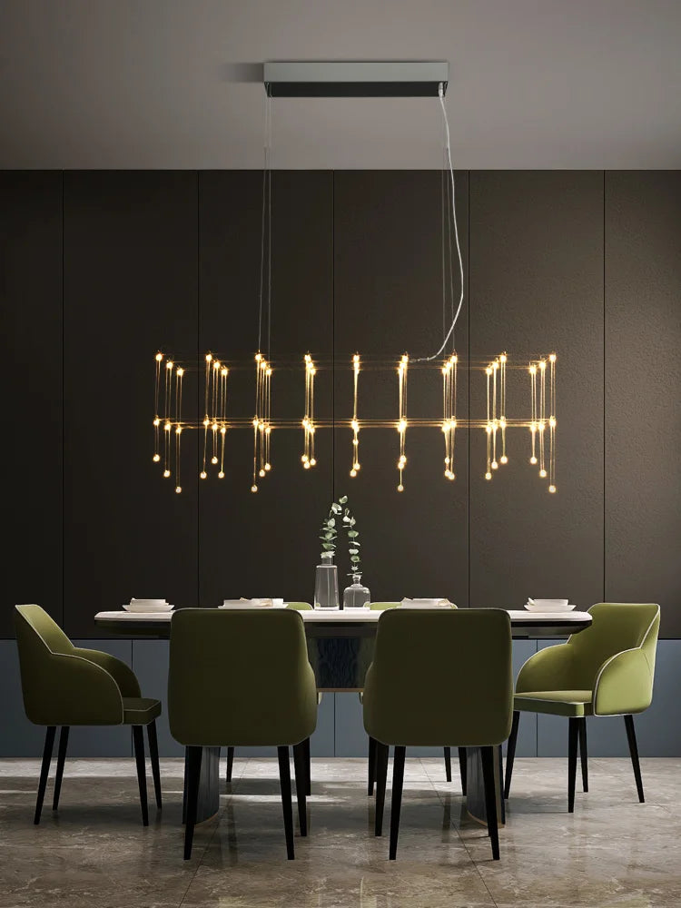 lustre moderne minimaliste créatif gypsophile luciole cube barre longue - vue 4 sur 8