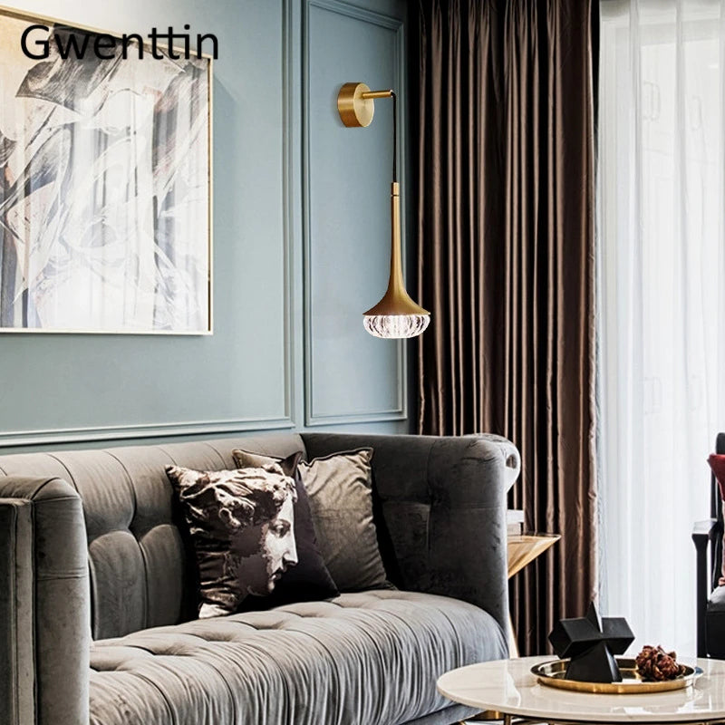 applique murale en cristal doré design moderne pour décoration intérieure - vue 4 sur 7