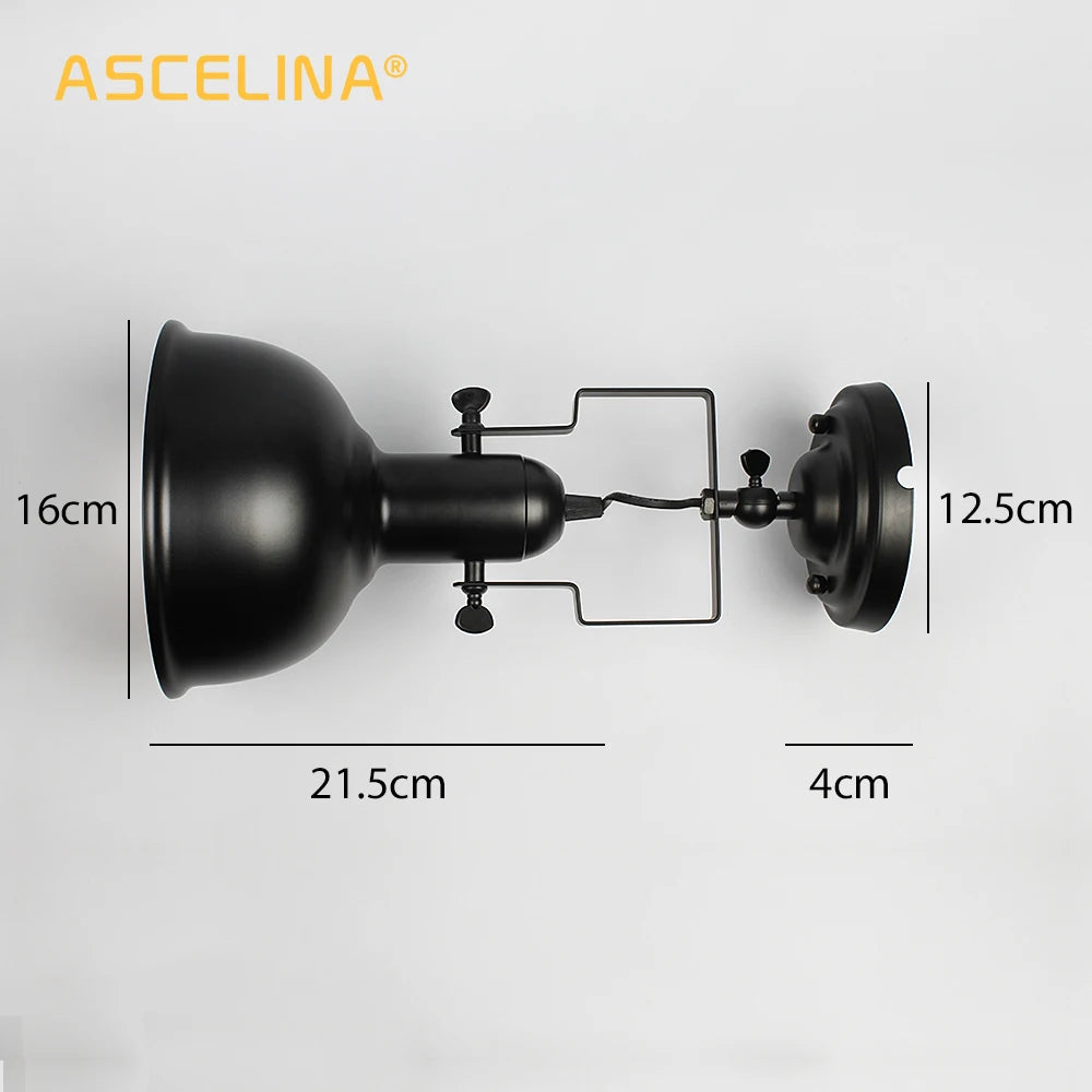 wall lamp,Industrial vintage wall light,Iron Retro sconce,Bracket adjustable,E27,CE certification,90-260V,max 60W,16x21.5cm(DxA) - vue 4 sur 8